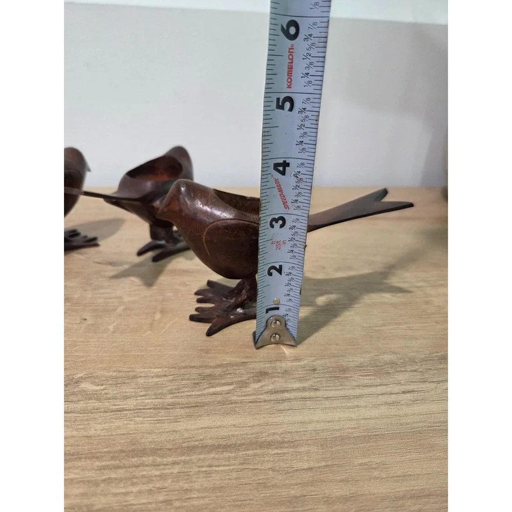Three Cast Brown Metal Tea Light Bird Figures Votive Candle Holder Made In India